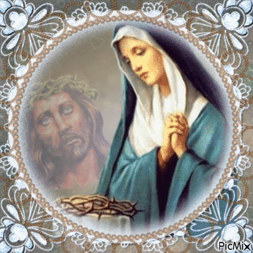 Leidende Mutter Jesus mit Dornenkrone - Gratis geanimeerde GIF