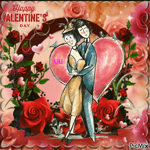 les Amoureux de peynet de la Saint Valentin - GIF animé gratuit