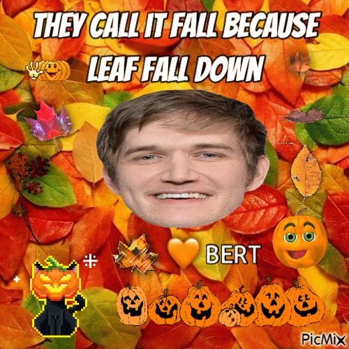 leaf fall down bert - Darmowy animowany GIF