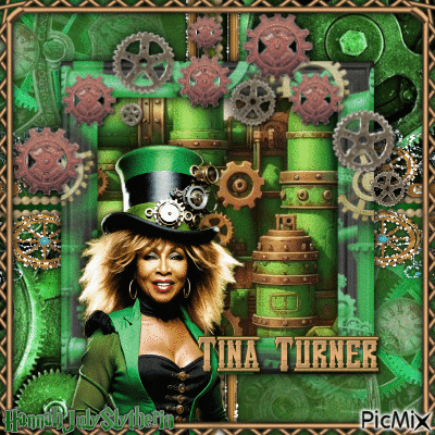 [☼]Steampunk Tina Turner in Green[☼] - GIF animado gratis