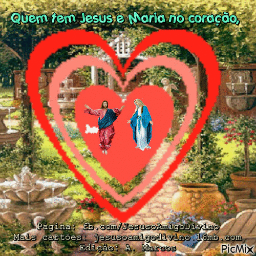 Quem tem Jesus e Maria no coração, compartilha! - Darmowy animowany GIF
