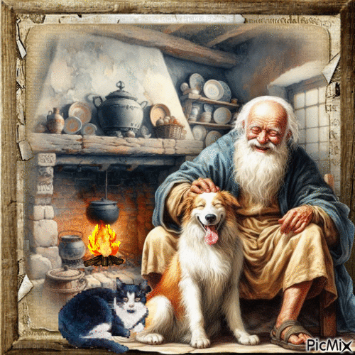 Un vecchio e il suo cane - Ücretsiz animasyonlu GIF