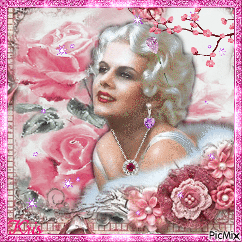 Actrice vintage - Rose et diamants - Free animated GIF