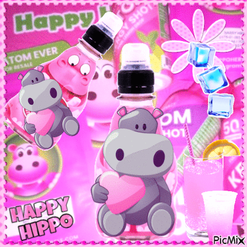 1er place HAPPY HIPPO DRINK - Бесплатный анимированный гифка