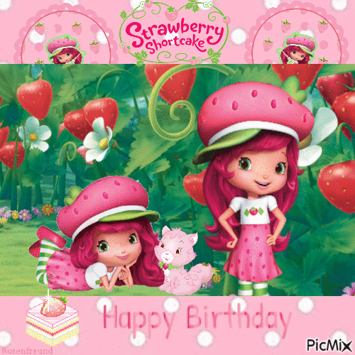 Strawberry shortcake-Happy Birthday - Bezmaksas animēts GIF