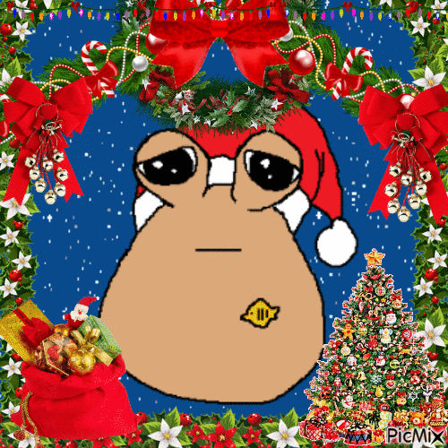 happy christmas pou - 無料のアニメーション GIF