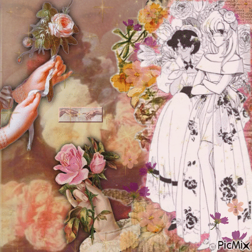 utena + anthy in florals - Free animated GIF