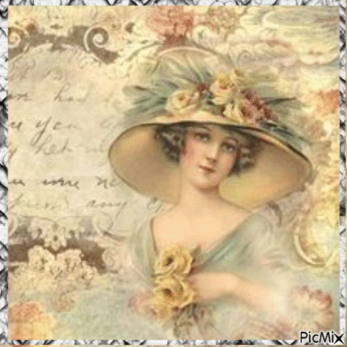 Femme Vintage couleur pastel - Free animated GIF