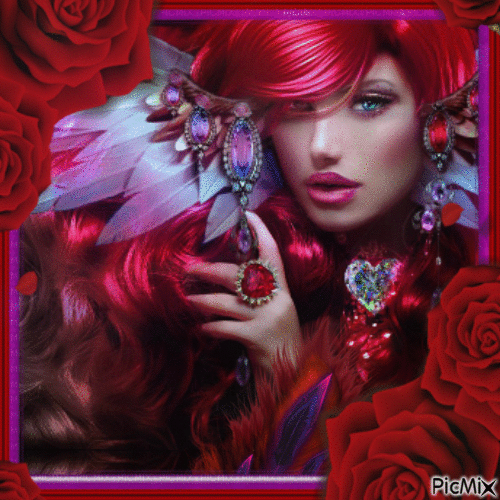 RED HAIR FANTASY WOMAN - Gratis geanimeerde GIF