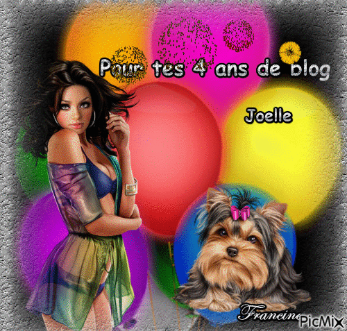 Pour tes 4 ans de blog Joëlle ♥♥♥ - Безплатен анимиран GIF