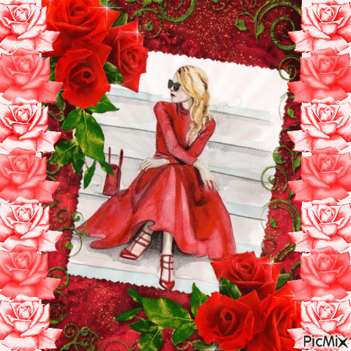 Lady in red - GIF animate gratis