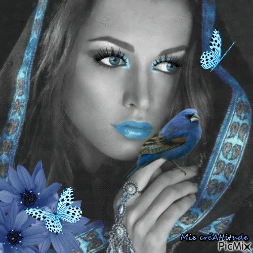 La belle en bleu - Ingyenes animált GIF