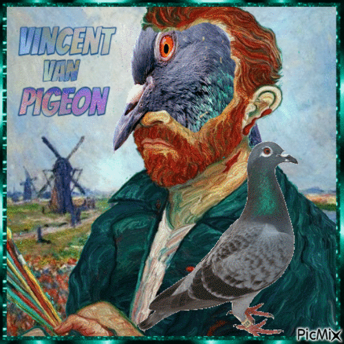 Pigeon Van Gogh - GIF animado grátis