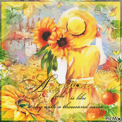 Sunflowers woman - Nemokamas animacinis gif