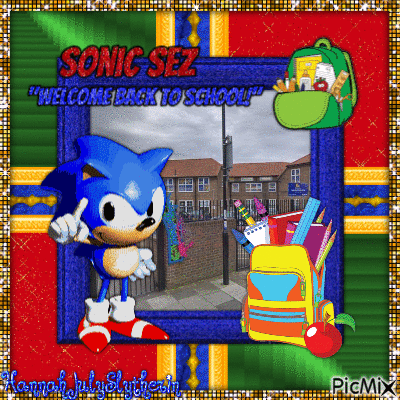 [Sonic Sez "Welcome Back to School!"] - Бесплатный анимированный гифка