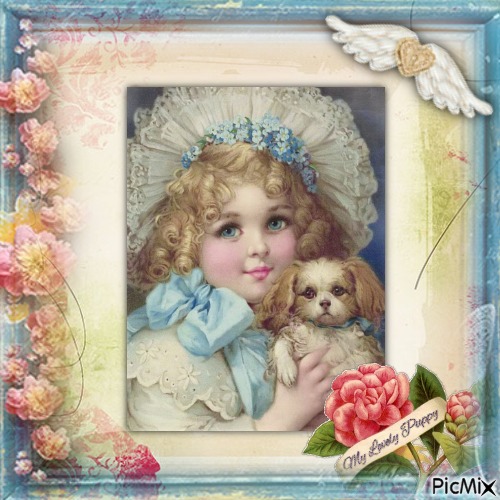 Vintage My lovely puppy - png gratis