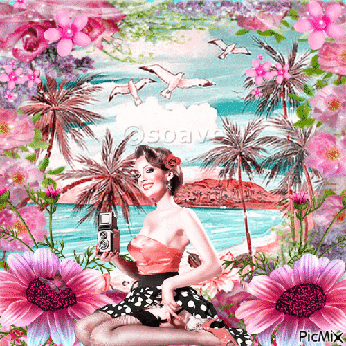 Summer vintage(pink color) - Bezmaksas animēts GIF
