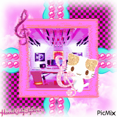 (♫)Pink Musical Kitteh(♫) - Free animated GIF