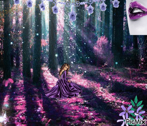 Purple Flower Forest - GIF animado gratis