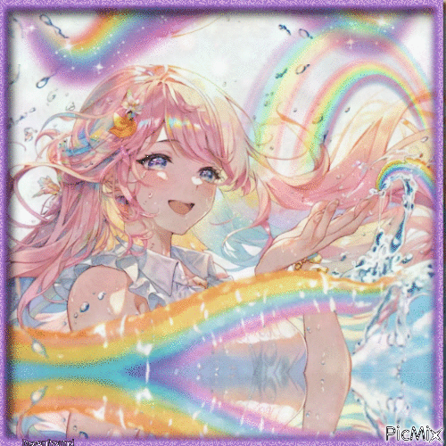 Regenbogen-Manga-Mädchen - GIF animado grátis