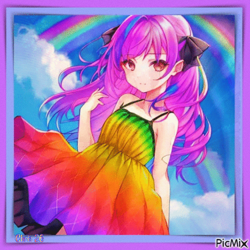Contest-Rainbow anime girl - Ingyenes animált GIF