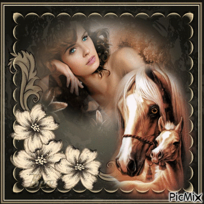 Woman & horse #2 horse passion - GIF animé gratuit