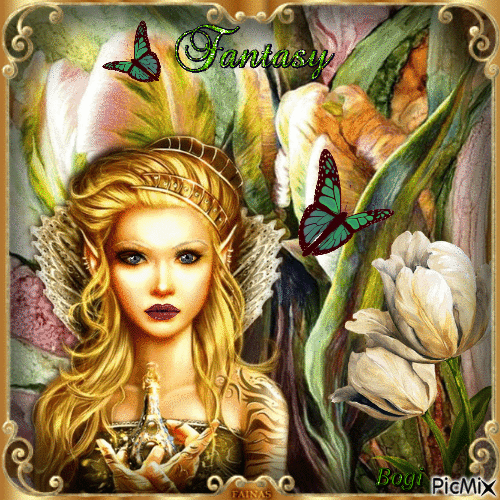 Floral fantasy portrait... - Zdarma animovaný GIF