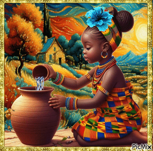 niña  africa - GIF animado grátis