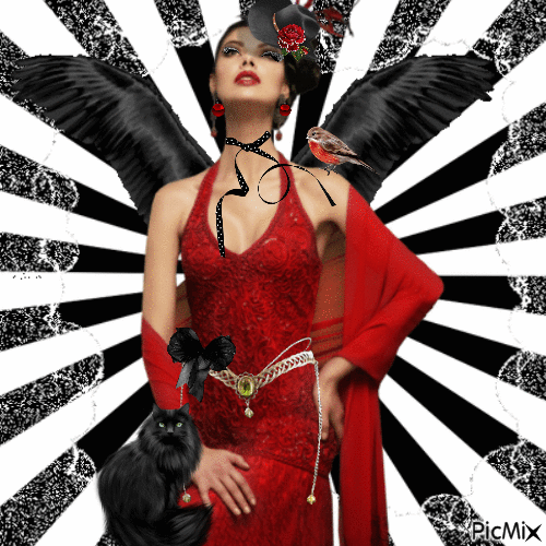 women with black and red accesories - Animovaný GIF zadarmo