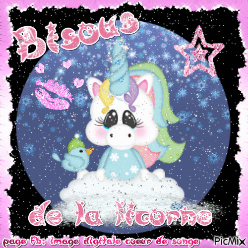 bisous de la licorne - Darmowy animowany GIF