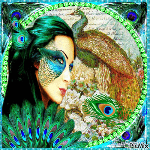 peacock lady - Free animated GIF