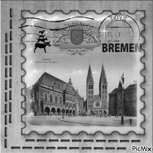 Bremen  Poststamp Black /White - GIF animasi gratis