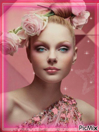 Mujer y rosa. - Zdarma animovaný GIF