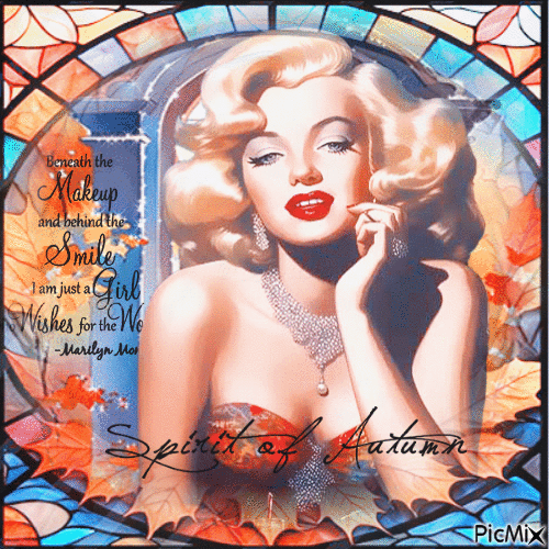Marilyn Monroe autumn - Бесплатни анимирани ГИФ