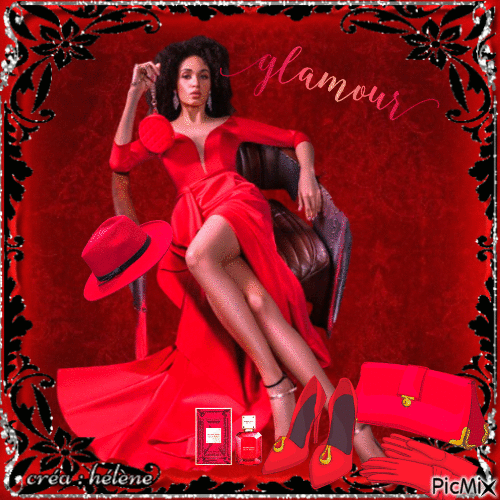 concours : Femme glamour en rouge - Darmowy animowany GIF