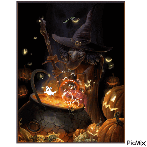 cooking a spell for you, happy halloween my friends - GIF เคลื่อนไหวฟรี