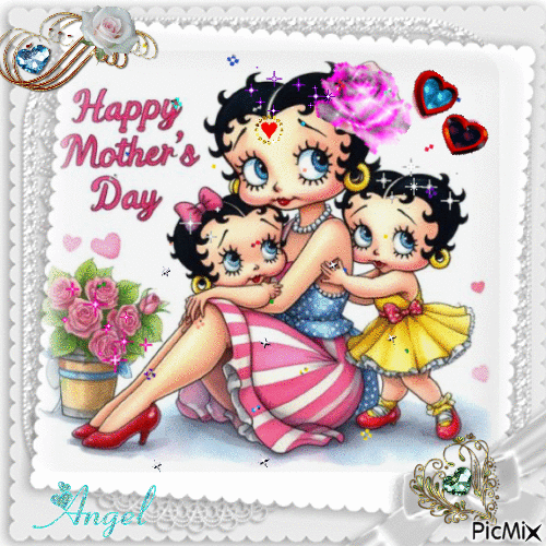 Betty Boop and her two daughters - GIF animado gratis