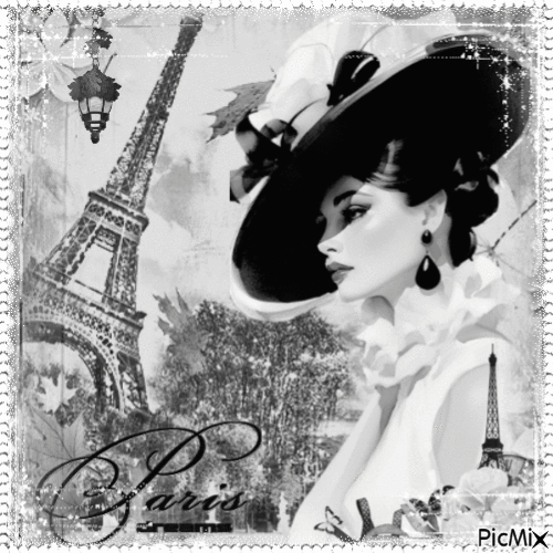 Vintage black & white Paris - Animovaný GIF zadarmo