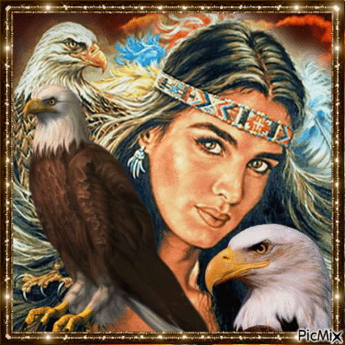 Die Frau und die Adler - GIF animé gratuit