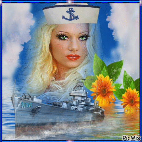 Her love for the navy . - GIF animé gratuit