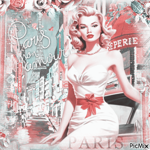 Paris woman vintage - Бесплатный анимированный гифка