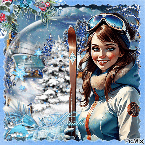Contest!Ski en montagne en hiver - Бесплатный анимированный гифка