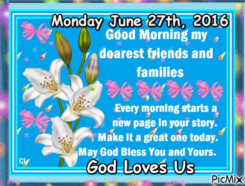 MONDAY JUNE 27TH, 2016 GOD LOVES US - Gratis animeret GIF