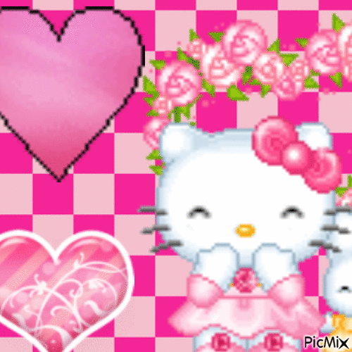 Hello Kitty love ❤️💕❤️🌸❤️🌸 - Ingyenes animált GIF