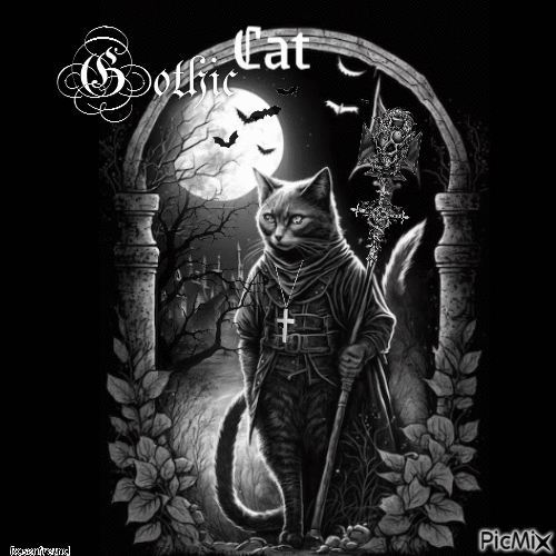 Gotische Katze - Бесплатни анимирани ГИФ