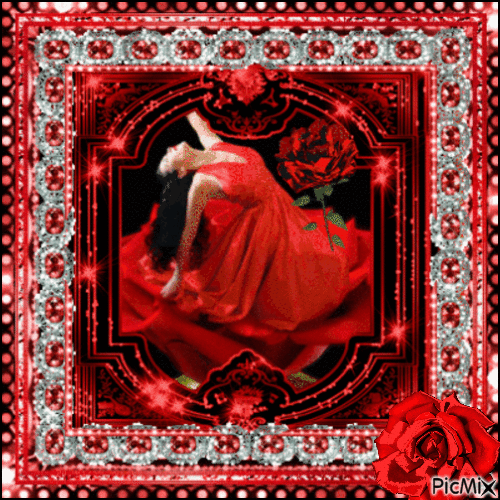 The hatching of the red rose - GIF animado grátis