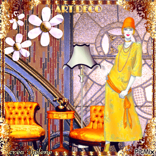 Art Deco - Doré et jaune - GIF animé gratuit