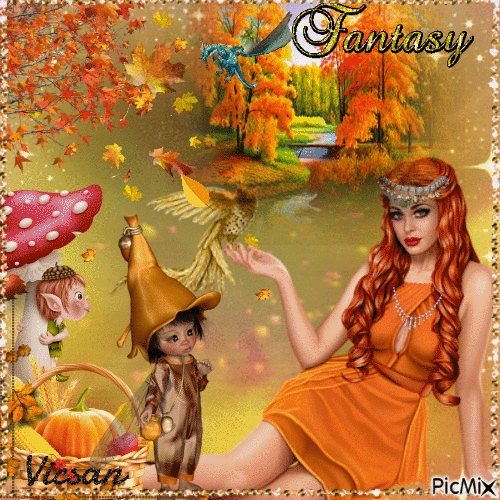 Autumn Fantasy girl - Ingyenes animált GIF