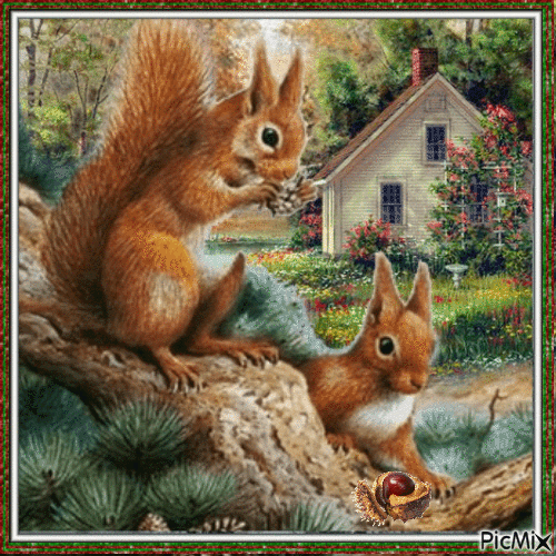Eichhörnchen im Herbst - GIF animado gratis