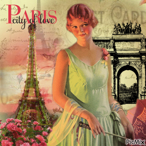 Vintage-Frau in Paris - 免费动画 GIF
